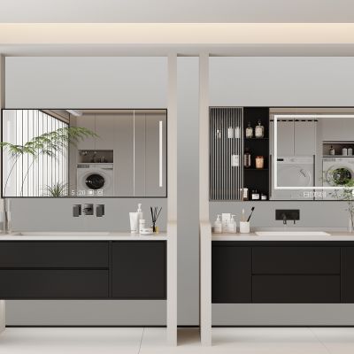 现代浴室柜 卫浴柜 镜子 镜柜 卫生间用品 龙头 洗手盆 卫浴摆件