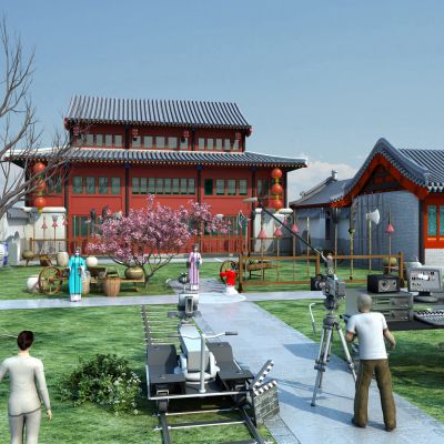 中式摄影剧组 古建筑 戏曲人物 演员 建筑 园林景观 3D模型