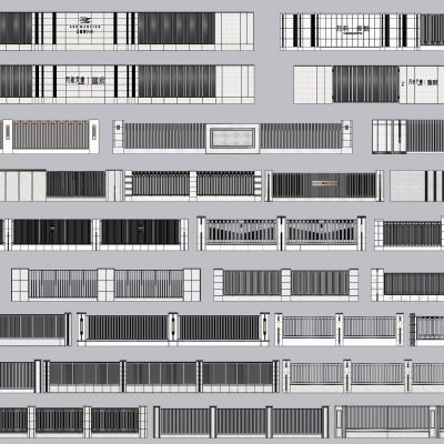 现代简约石材铁艺格栅景观围墙挡墙