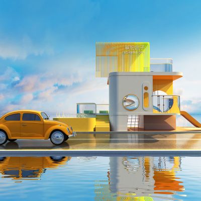 现代缤纷小黄车