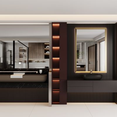 现代浴室柜 卫浴柜 镜子 镜柜 卫生间用品 龙头 洗手盆 卫浴摆件