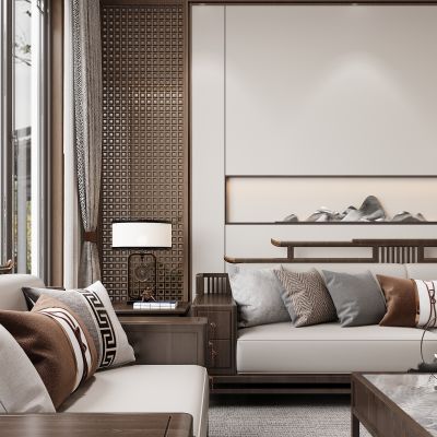 新中式沙发背景墙