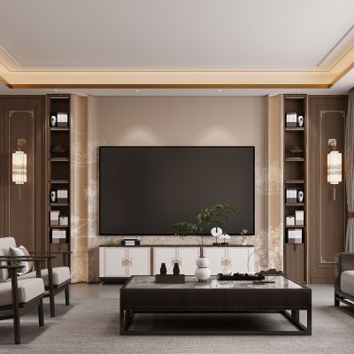 新中式电视背景墙