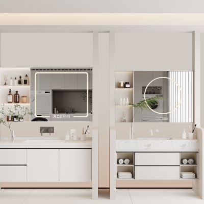 现代浴室柜 卫浴柜 镜子 镜柜 卫生间用品 龙头 洗手盆 卫浴摆件