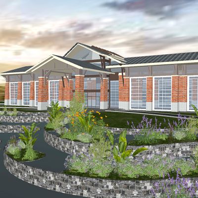 现代别墅 花园景观 户外景观