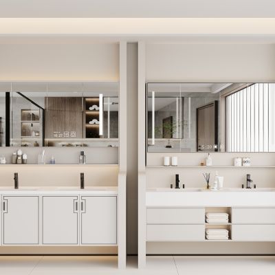 现代浴室柜 卫浴柜 镜子 镜柜 卫生间用品 龙头 洗手盆 卫浴摆件