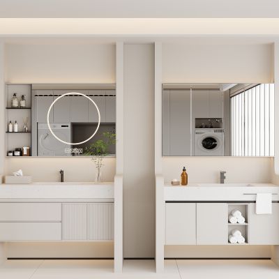 现代浴室柜 卫浴柜 镜子 镜柜 卫生间用品 龙头 洗手盆 卫浴摆件