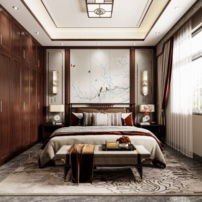 新中式卧室，卧室，主卧