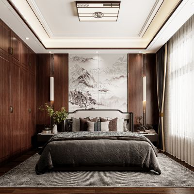 新中式卧室，卧室，主卧
