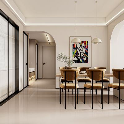 现代餐厅，餐厅，过道