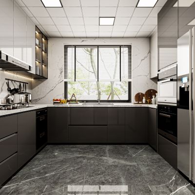 现代厨房，厨房，橱柜