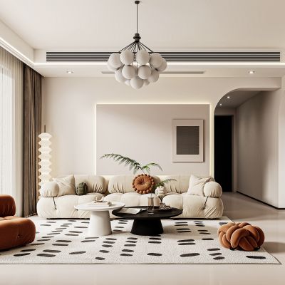 现代客厅，客厅，沙发，背景墙