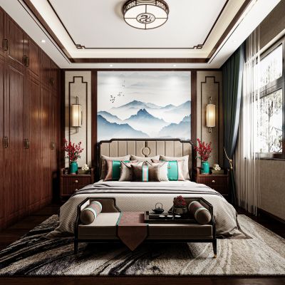 新中式卧室，卧室，主卧