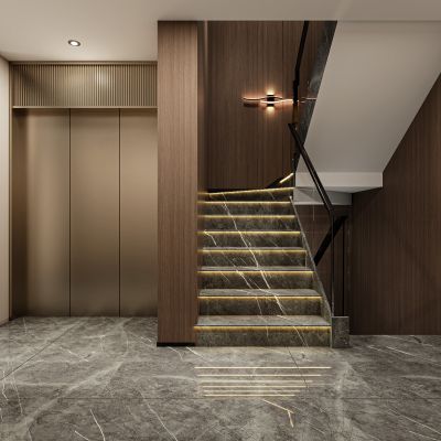 现代，电梯间，楼梯间，电梯间