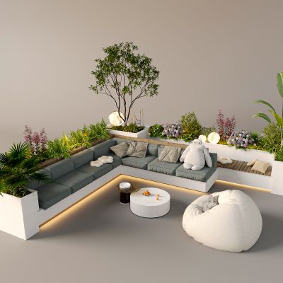 现代庭院座椅 景观小品 庭院沙发 景观座椅