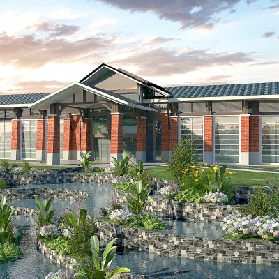 现代别墅 花园景观 户外景观