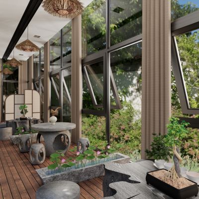 乡村混搭茶歇接待区 洽谈区