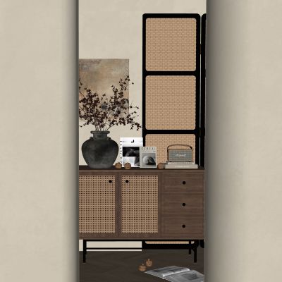 侘寂风格_装饰柜_摆件_装饰品_陶瓷_书本2_屏风2