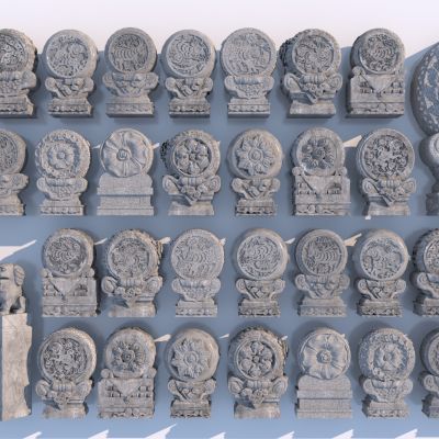 中式抱鼓石3D模型