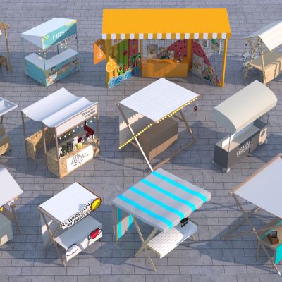 现代网红摊位合集3D模型