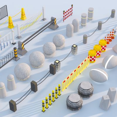 现代路障围挡3D模型