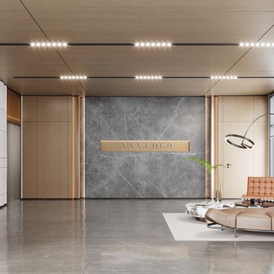 现代公司大堂 前厅 前台 休息区