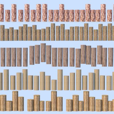 现代木桩组合3D模型