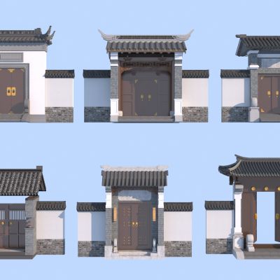 中式别墅院门3D模型