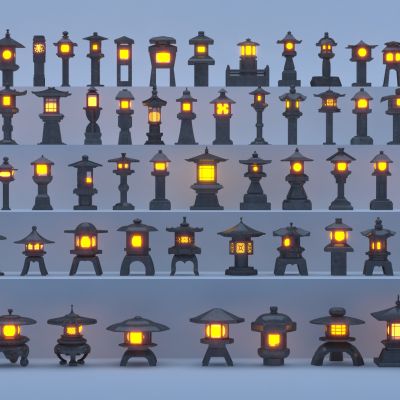 新中式石灯合集3D模型