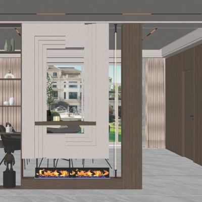 奶哟原木风斯卡帕叠级隔断玄关