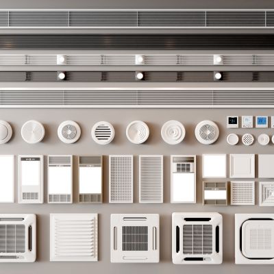 空调出风口 圆形出风口 中央空调 排气口 极窄出风口 排风口 排气扇3D模型