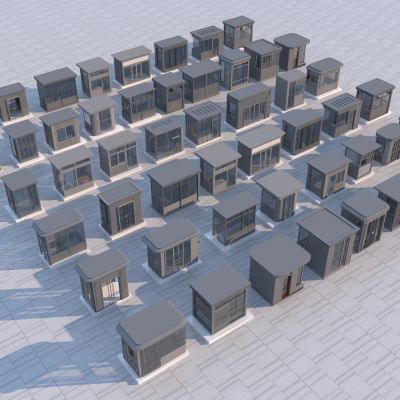 现代岗亭_保安亭_门卫室3D模型