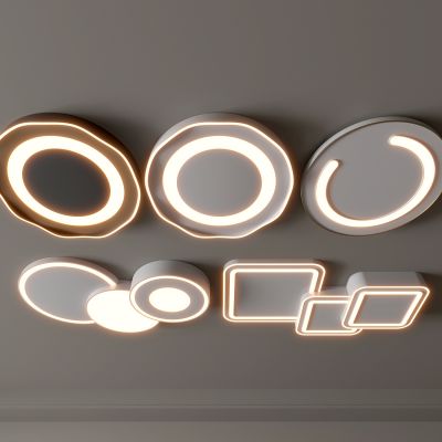 现代吸顶灯 方形吸顶灯 圆形 几何 超薄  卧室 客厅 儿童房 简约