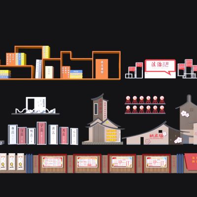 新中式法制普法红色景观雕塑小品合集3D模型