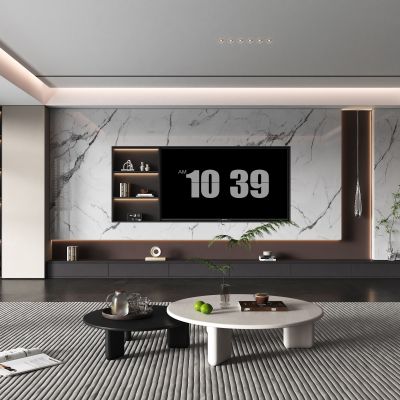 现代客厅3D模型 电视背景墙 电视墙