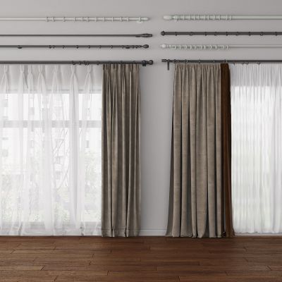 现代窗帘 布帘 纱帘 布艺窗帘 卧室窗帘 客厅窗帘 罗马杆
