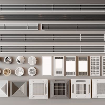 空调出风口 圆形出风口 中央空调 排气口 极窄出风口 排风口 排气扇3D模型