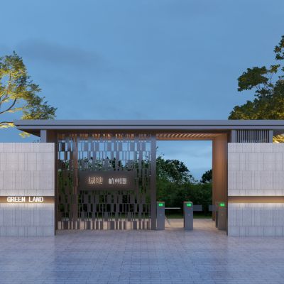 新中式入口庭院门3D模型