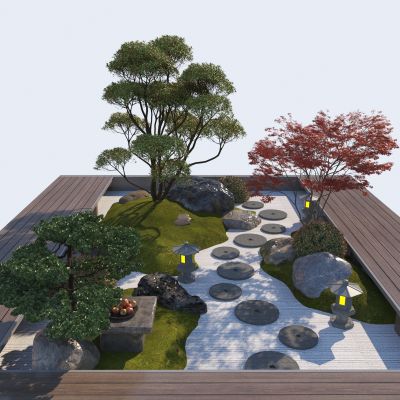 新中式庭院景观小品3D模型