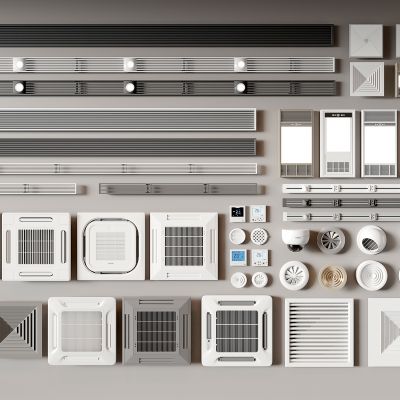 空调出风口 圆形出风口 中央空调 排气口 极窄出风口 排风口 排气扇3D模型