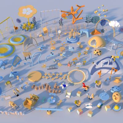 现代儿童器材组合3D模型