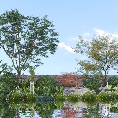 现代植物组合 植物组团3D模型