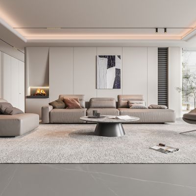 现代客厅 无主灯客厅 沙发组合 茶几组合 饰品摆件