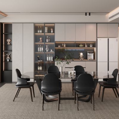 现代餐厅 餐桌椅组合