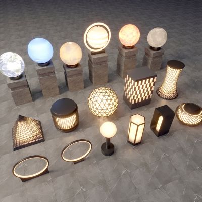 现代景观灯 现代户外灯 景观灯组合 草坪 草地路灯 花园室外 庭院灯