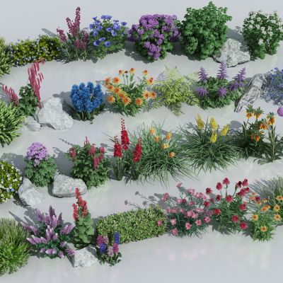  花草花卉组合 灌木 景观绿植花草 室外鲜花绿化 花卉植物组合3D模型