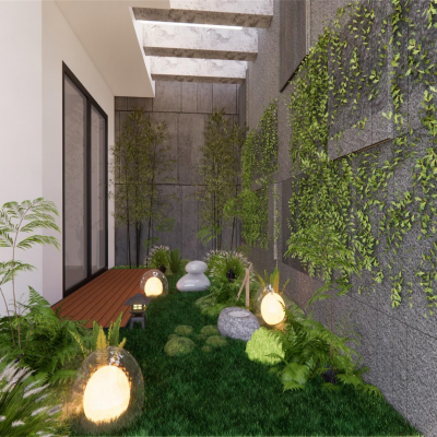 现代下沉庭院花园景观