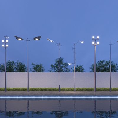 现代路灯 高杆灯 景观灯 照明灯 街灯 户外灯 园林景观灯组合 户外照明灯3D模型