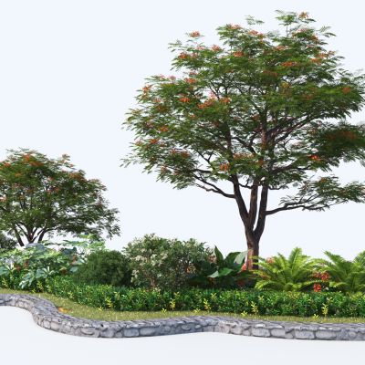 现代花坛 植物堆 灌木组合3D模型