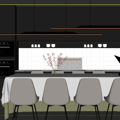 现代餐厅 餐桌椅摆件